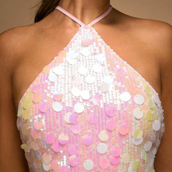 Pink Party Women's Sexy Backless Resort Sequined Mini Dress - Picture 7 of 7